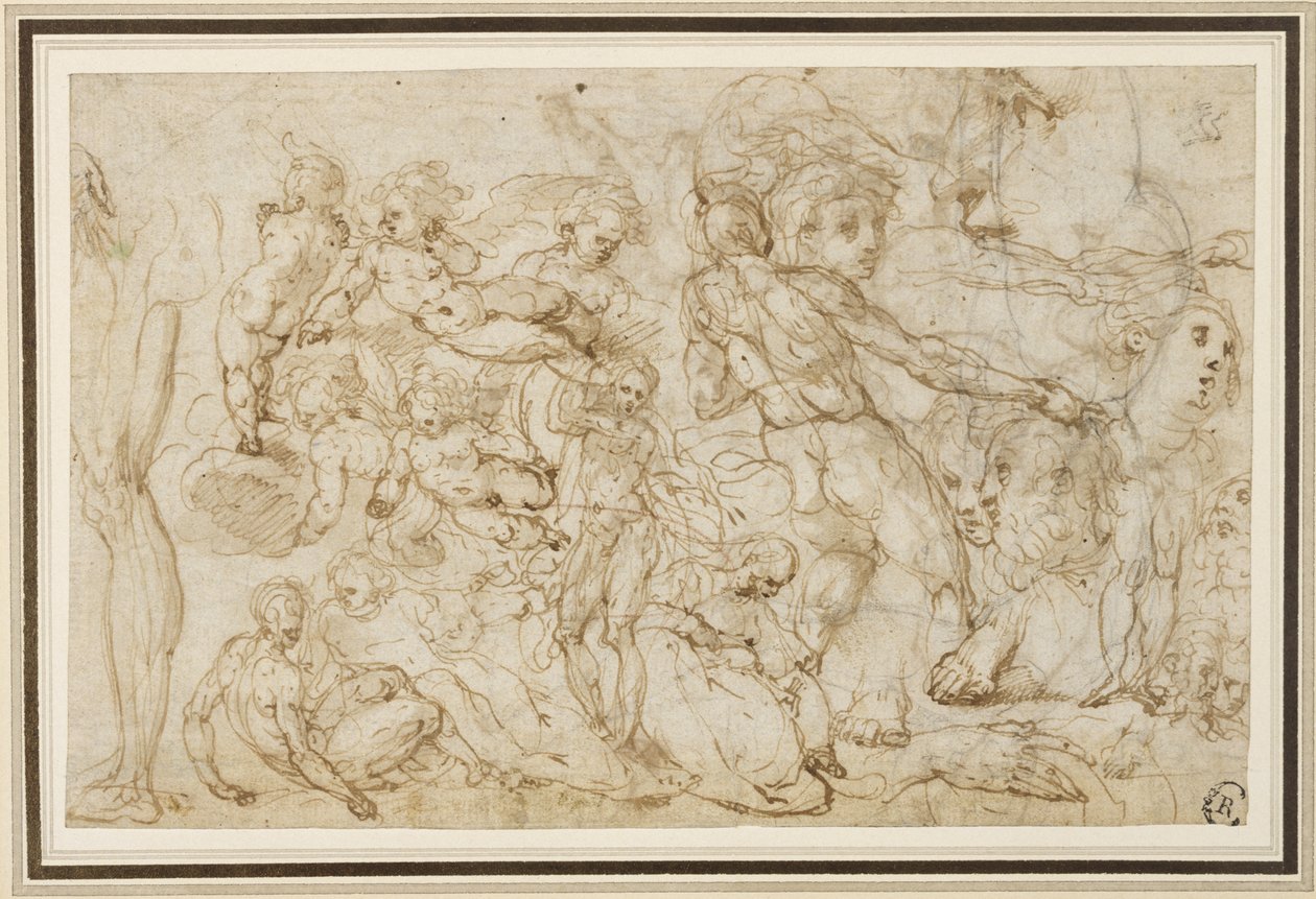 Blad met Figurenstudies, ca. 1600 door Cesare Pollini