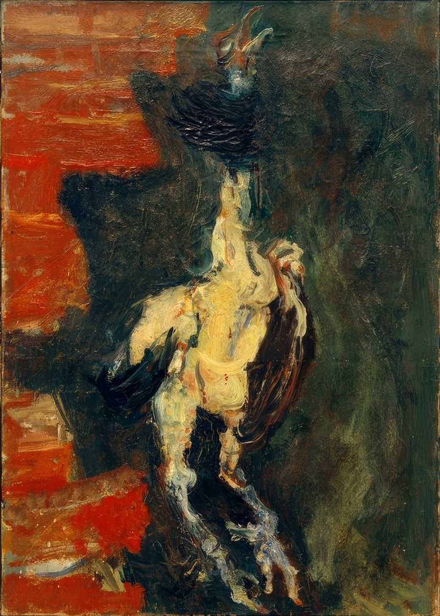 Kip, hangend voor bakstenen muur door Chaim Soutine