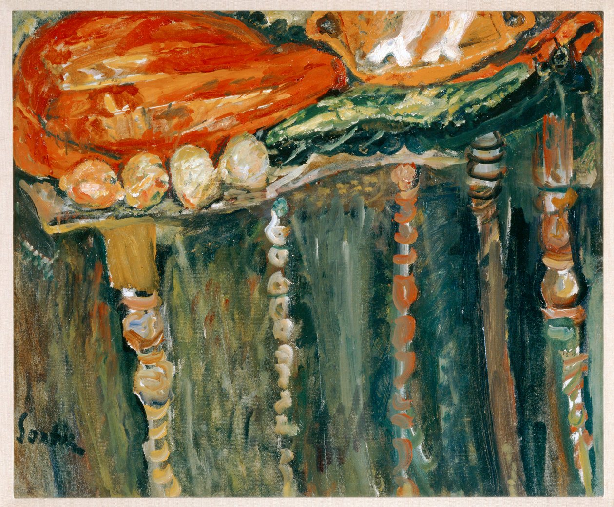 Nature morte au morceau de viande crue - stilleven met een stuk rauw vlees ... (schilderij op doek) door Chaim Soutine