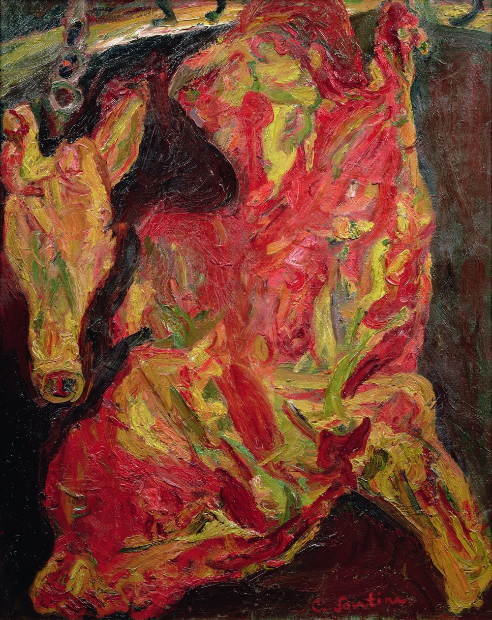 Zijde van Rundvlees en Kalfskop, 1925 door Chaim Soutine