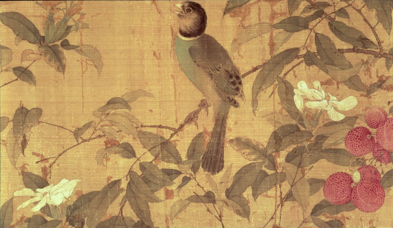 Vogels en bloemen, detail van een horizontale rol door Chao Chi