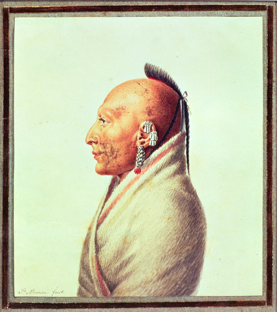 Indiaanse Hoofdman van de Kleine Osages, ca. 1807 door Charles Balthazar Julien Févret de Saint Mémin
