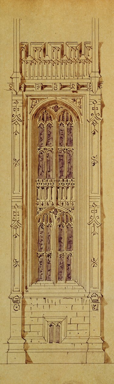 Torenontwerp, uit een map van tekeningen van het New Palace of Westminster door Charles Barry