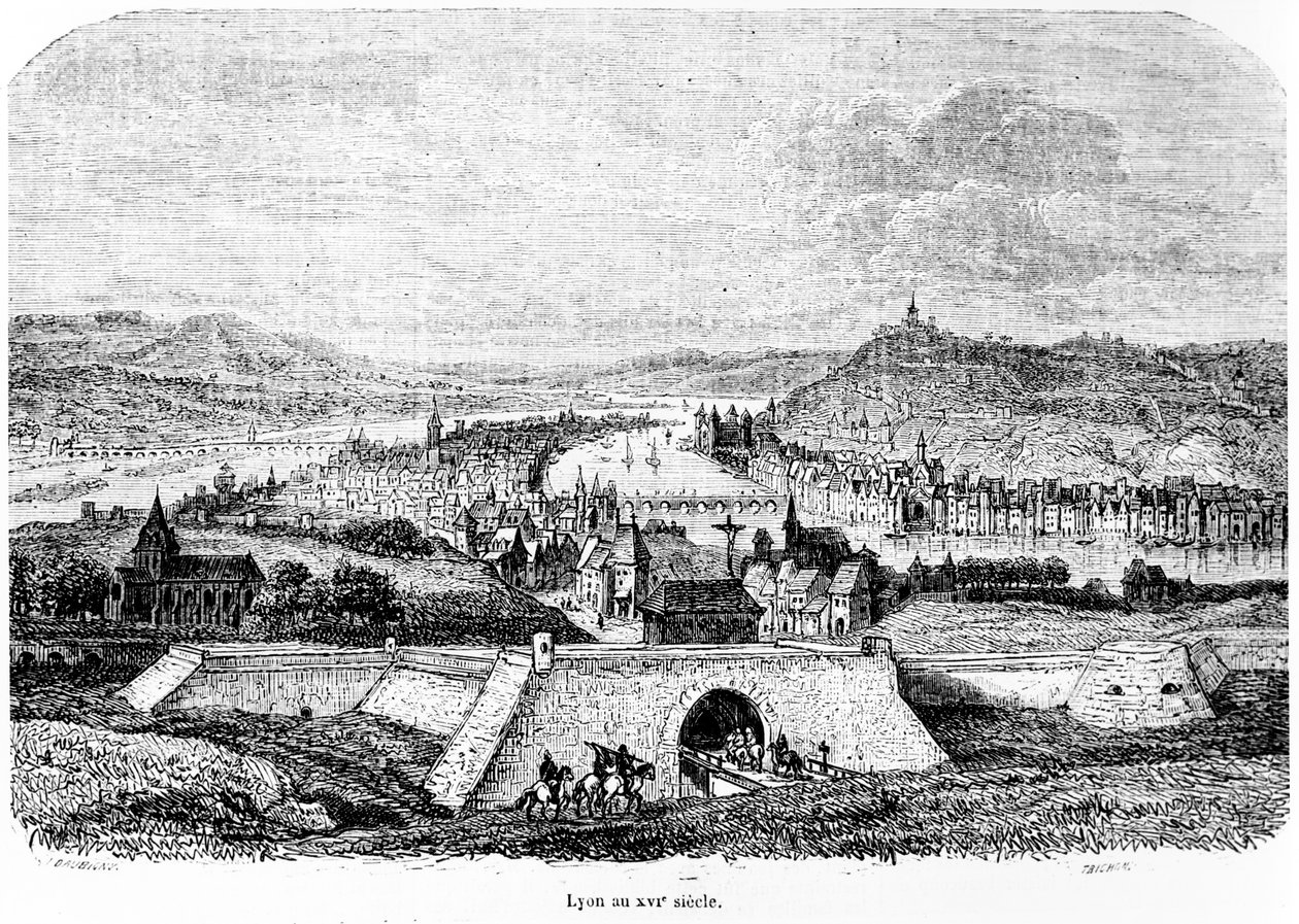 Lyon in de 16e eeuw, 1856 door Charles Francois Daubigny
