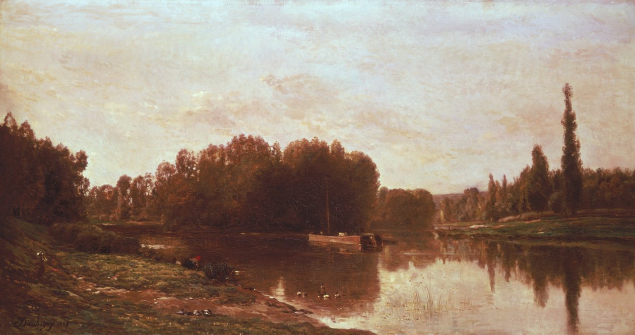 De Samenvloeiing van de Rivier Seine en de Rivier Oise door Charles Francois Daubigny