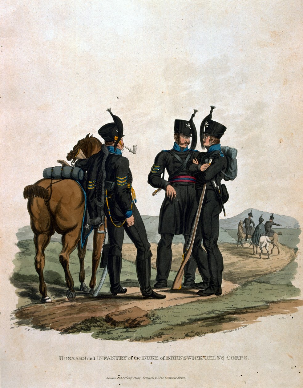 Huzaren en Infanterie van het Korps van de Hertog van Brunswick Oels, uit 