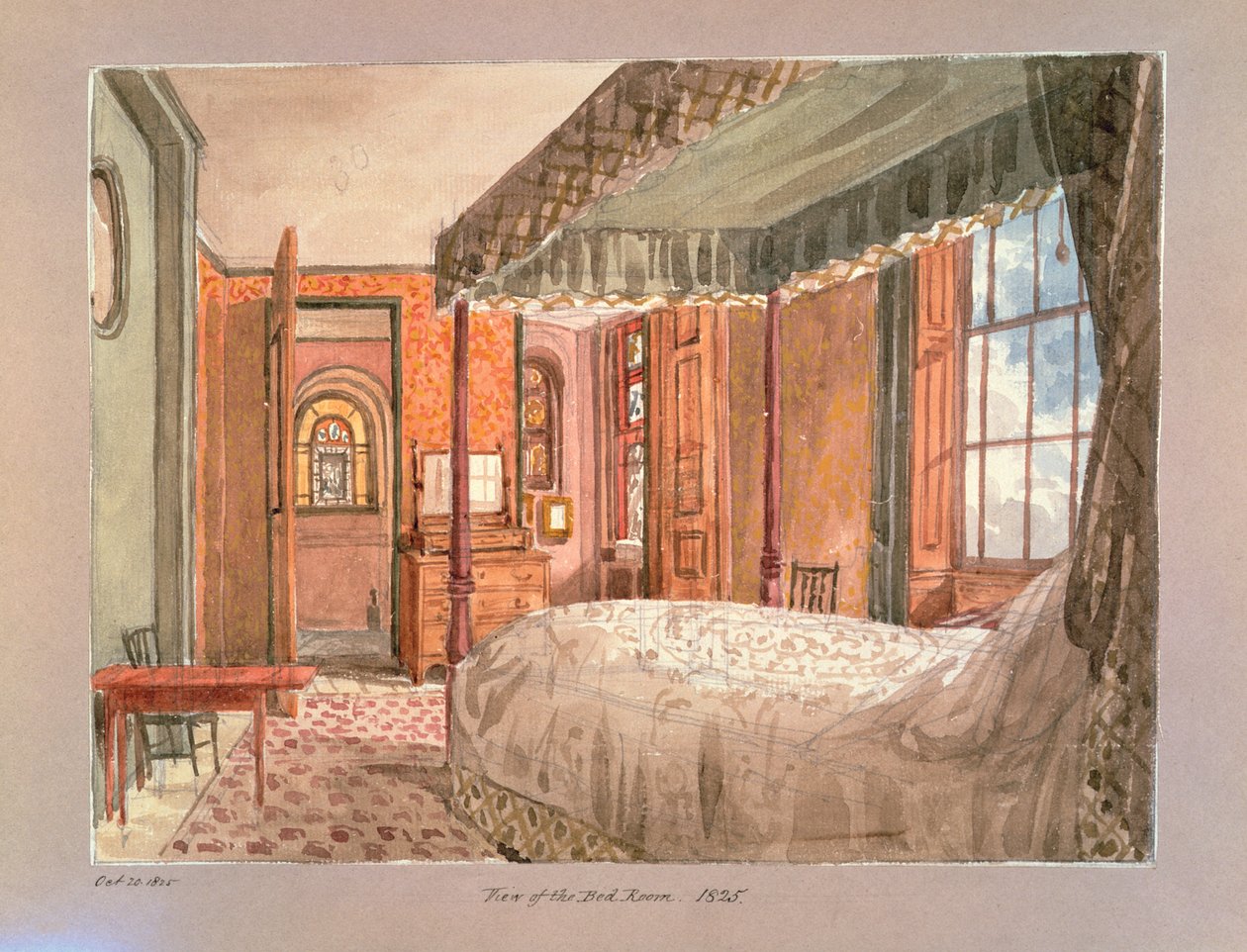 Uitzicht op de slaapkamer, 1825 door Charles James Richardson
