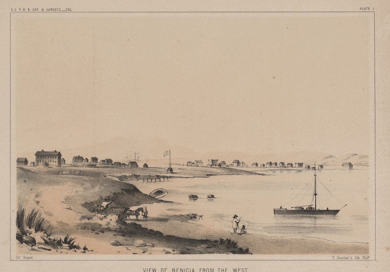 Uitzicht op Benicia vanuit het westen, 1856 door Charles Koppel
