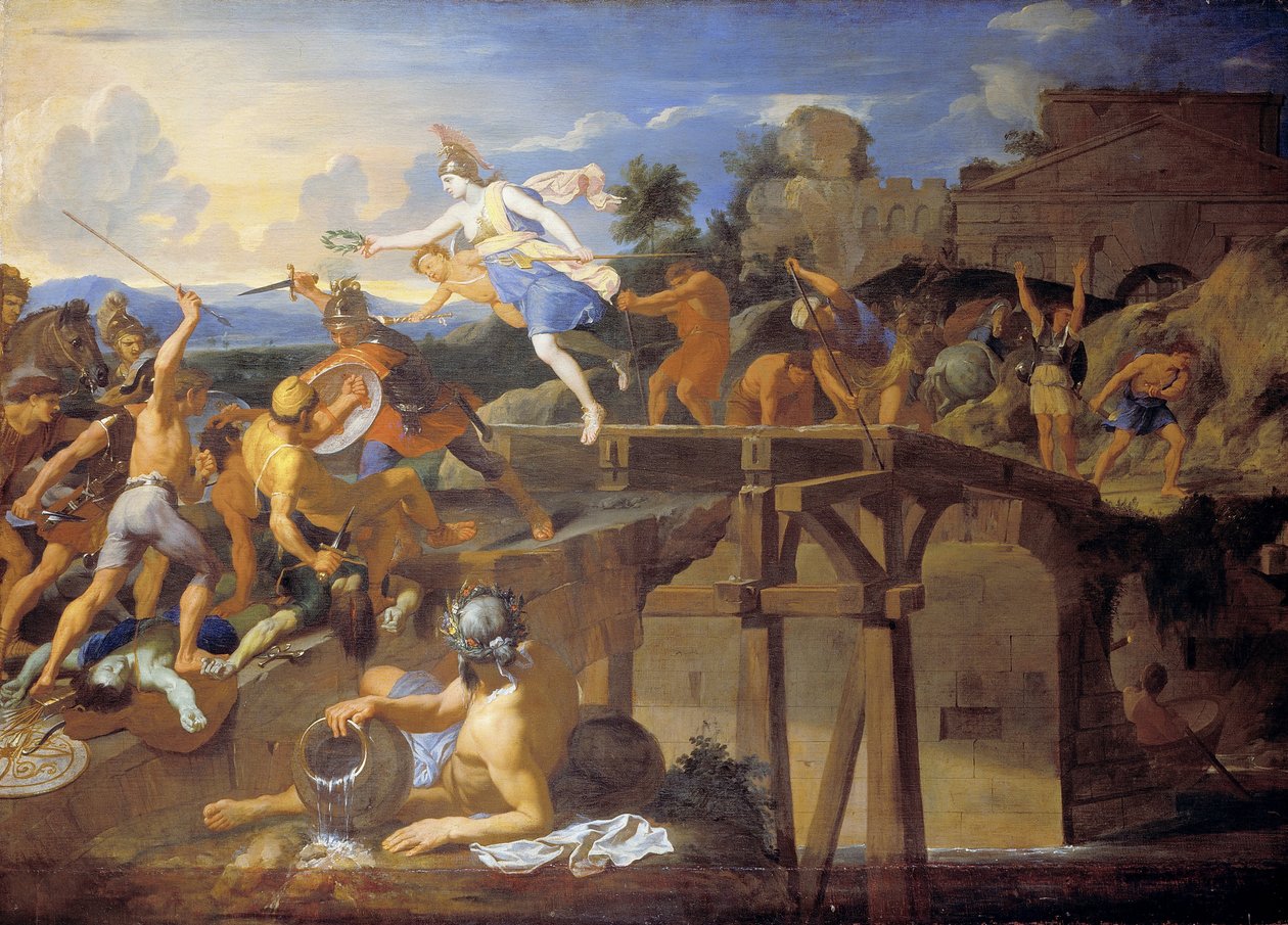 Horatius Cocles verdedigt de brug door Charles Le Brun