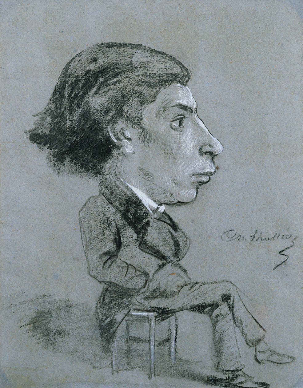 Portret-karikatuur, ca. 1858 door Charles Marie Lhuillier