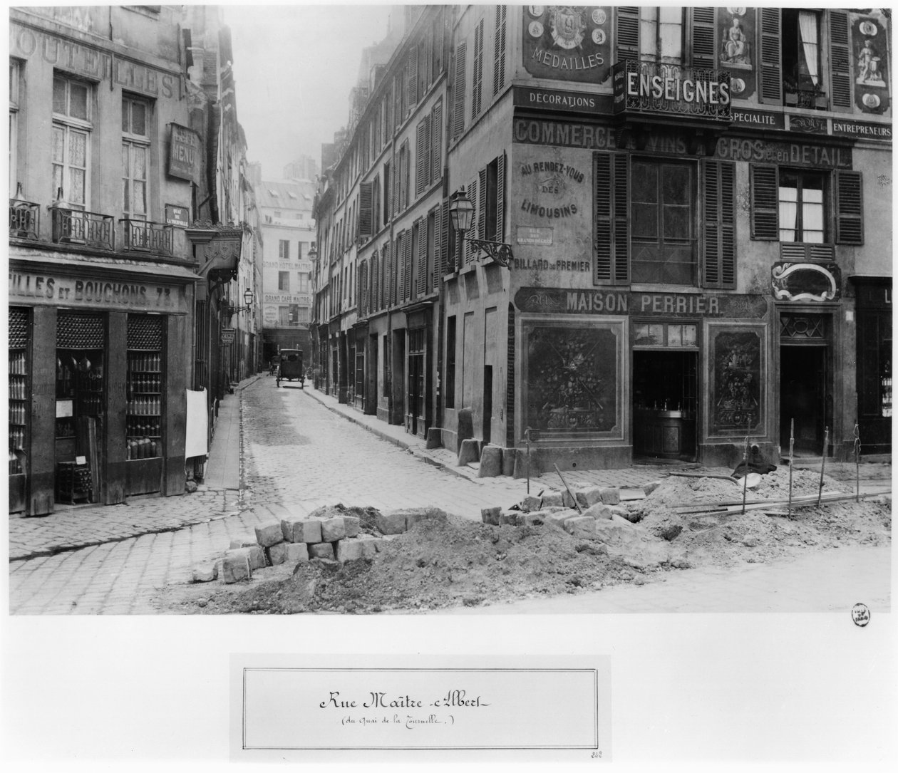 Rue Maitre Albert (vanaf Quai de la Tournelle) Parijs, 1858-78 door Charles Marville