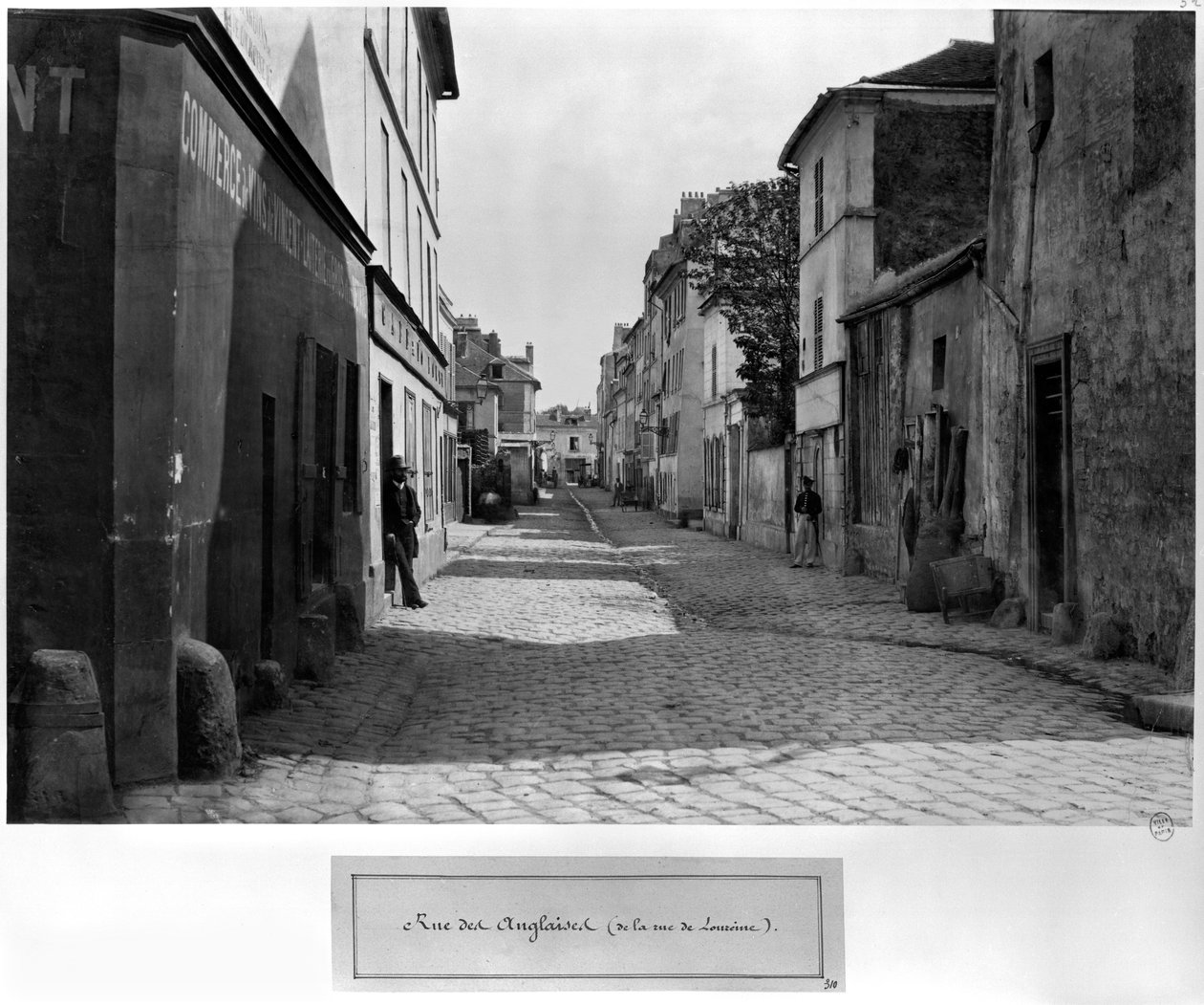 Rue des Anglaises, vanaf rue de Lourcine, Parijs, 1858-78 door Charles Marville