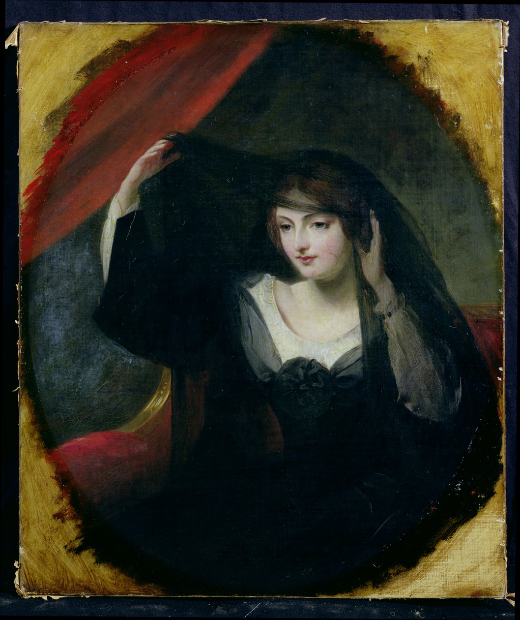 Olivia die haar sluier opheft, 1849 door Charles Robert Leslie