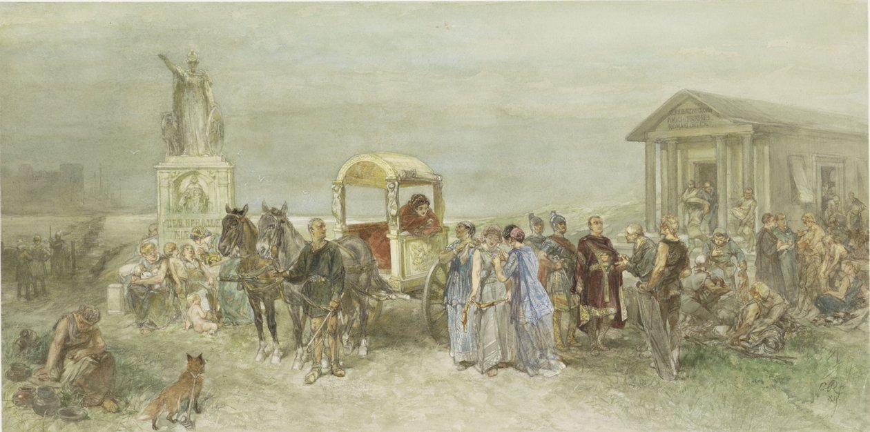Marktplaats met Romeinen en Bataven door Charles Rochussen