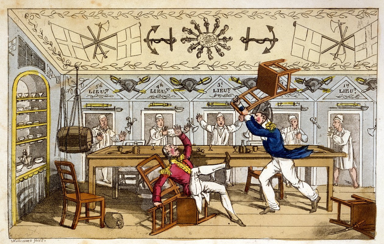 De Ward Room: Newcome en Capt. Clackett, uit 