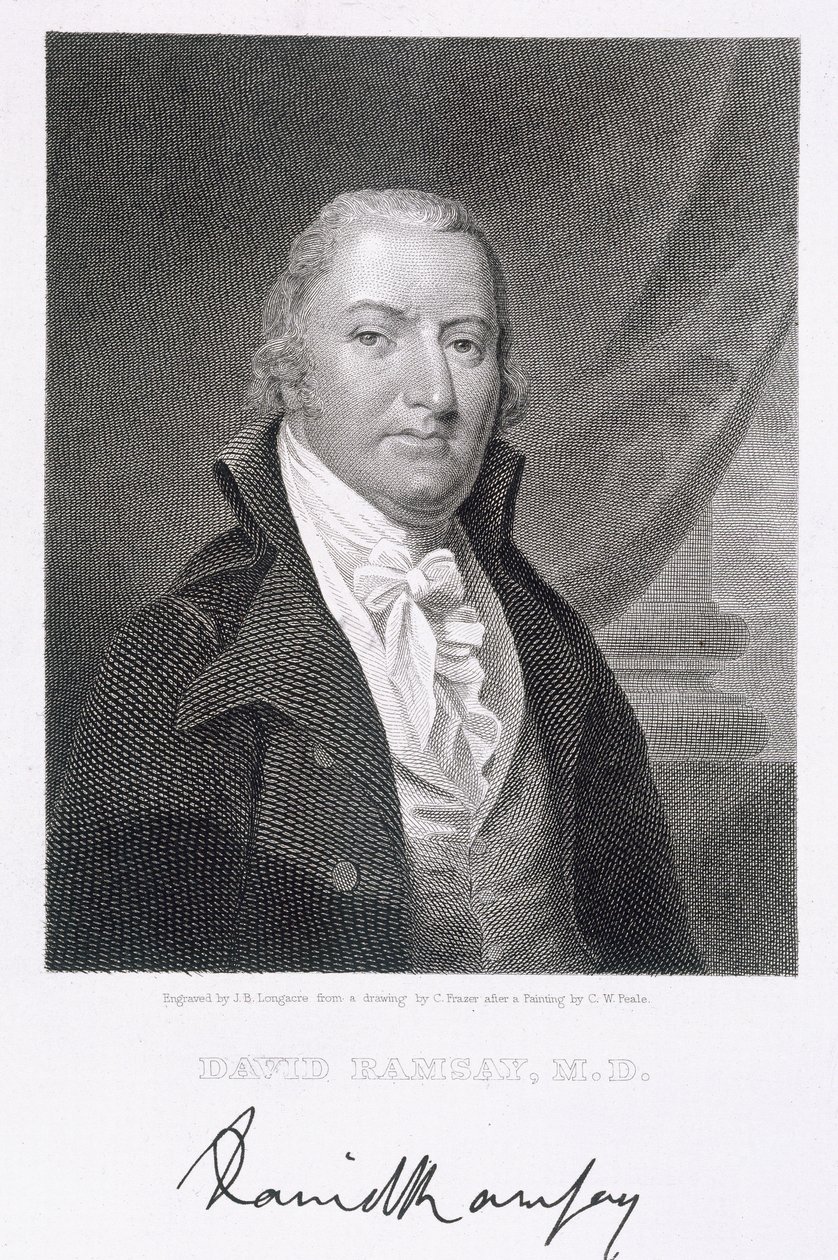 David Ramsay, gegraveerd door James Barton Longacre (1794-1869) naar een tekening van het origineel door Charles Fraser (1782-1860) door Charles Willson Peale