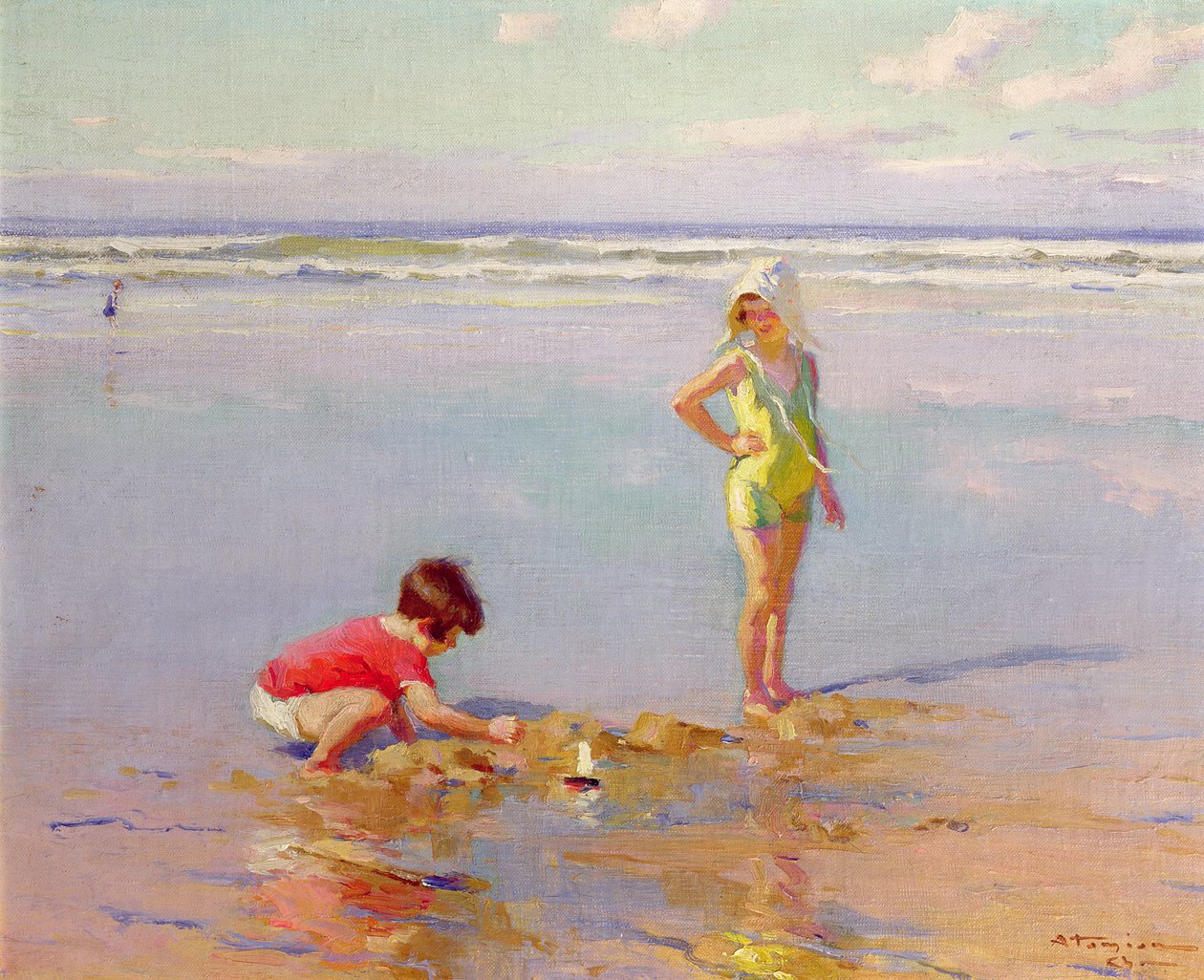 Kinderen op het strand door Charles Garabed Atamian
