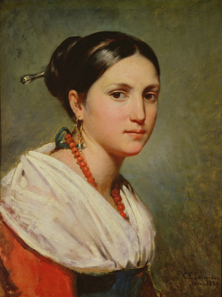 Portret van een jonge Italiaanse vrouw door Charles Philippe Lariviere