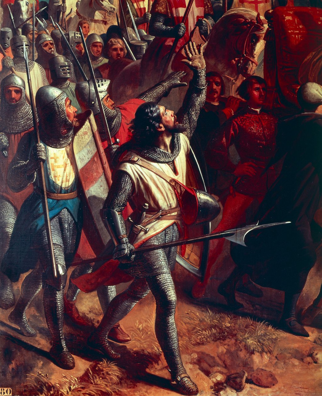 De Slag bij Montgisard 1177, detail van een kruisvaarder, ca. 1842 (olieverf op doek) door Charles Philippe Lariviere
