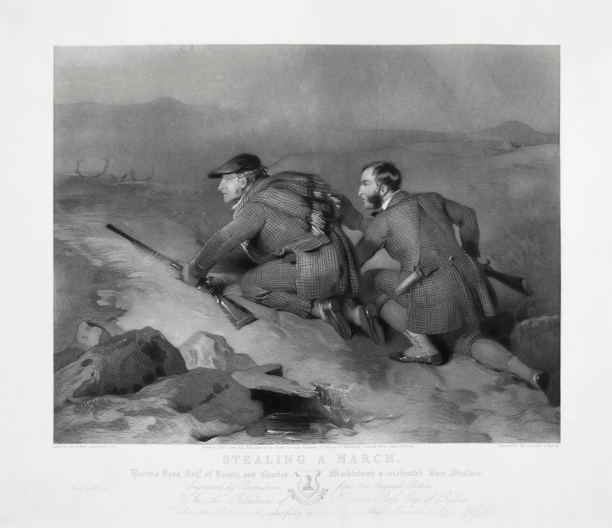 Stealing a March, gegraveerd door Edward Burton door Charles (after) Landseer