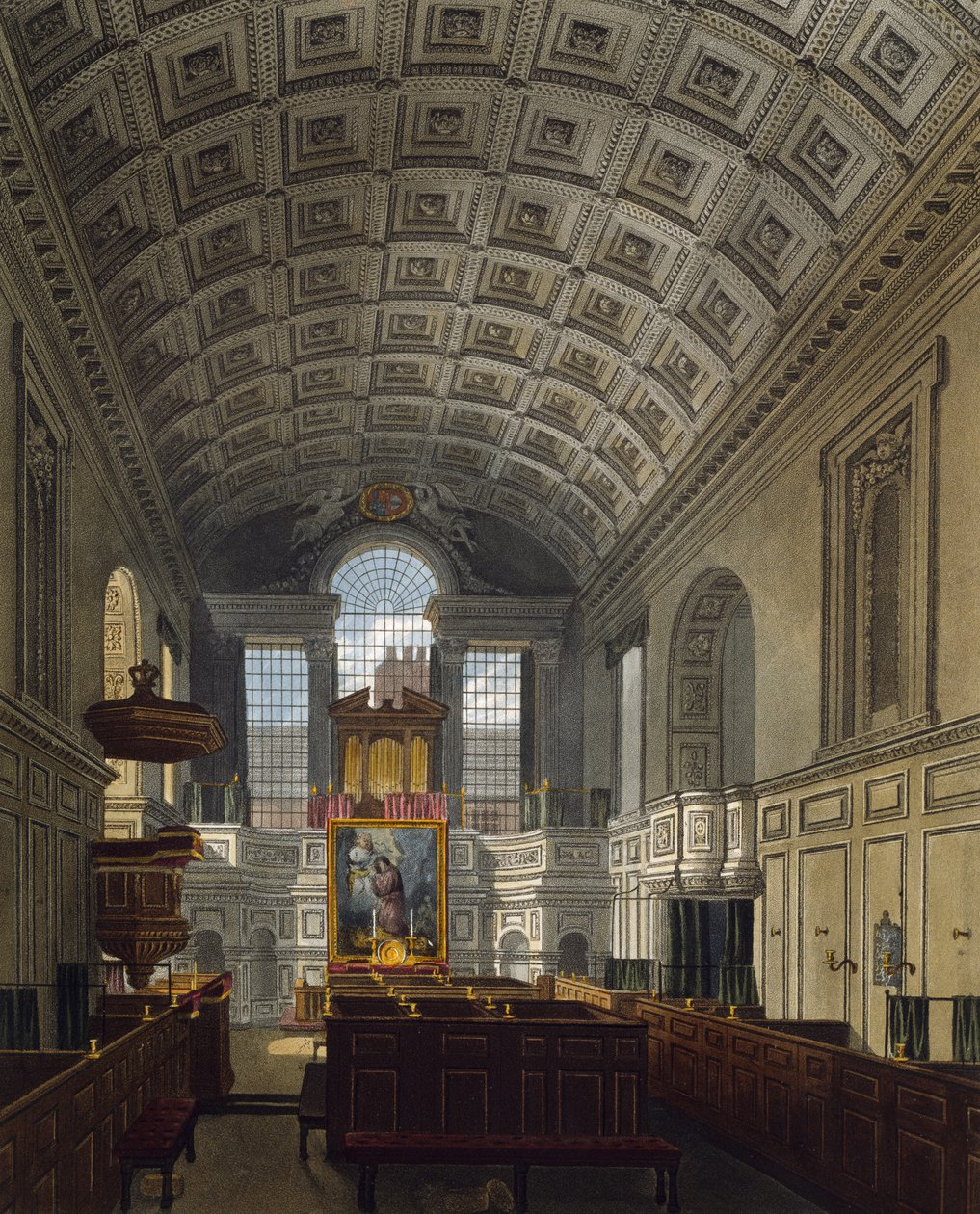 Duitse kapel in St James Palace door Charles (after) Wild