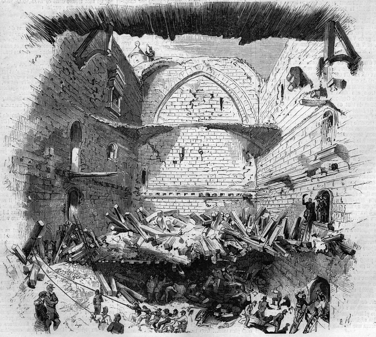 De instorting van het Paviljoen van Vincennes, 29 november door Charles (after) Yriarte