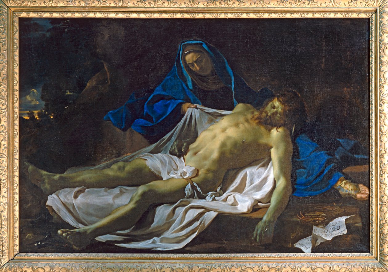 Le Christ mort sur les genoux de la Vierge - De dode Christus op de knieën van de Maagd ... door Charles (attr. to) Le Brun