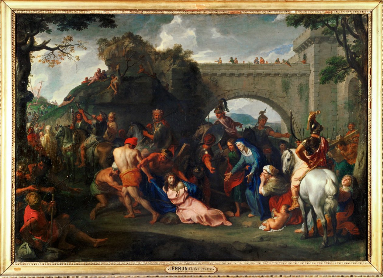 Het kruis dragen ... door Charles (studio of ) Le Brun