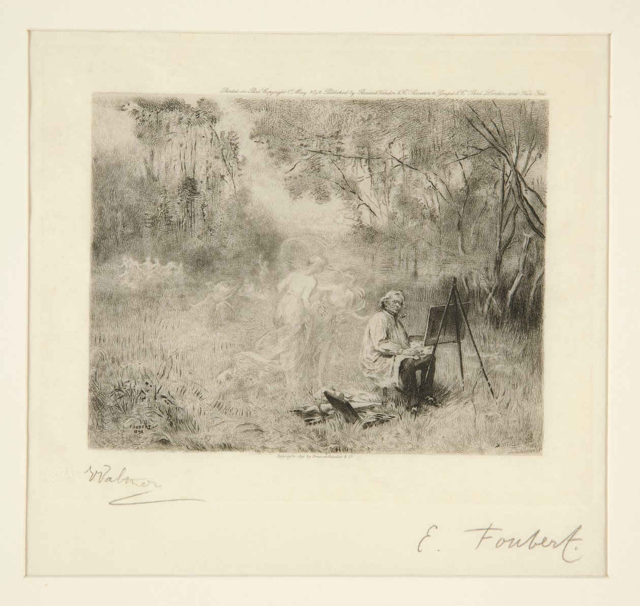 Corot Schilderij: Na Foubert door Charles Albert Waltner