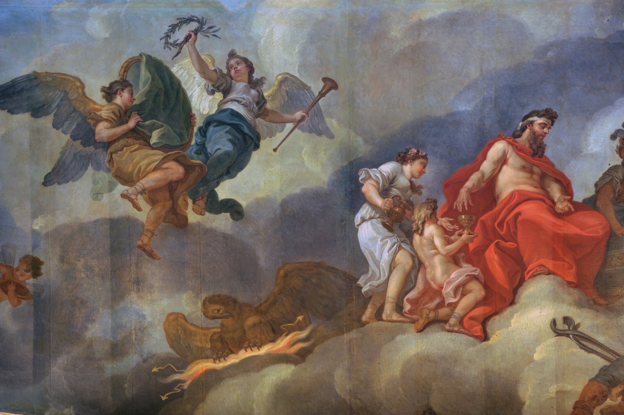 De inductie van Ganymedes in Olympus door Charles Amedee Philippe van Loo