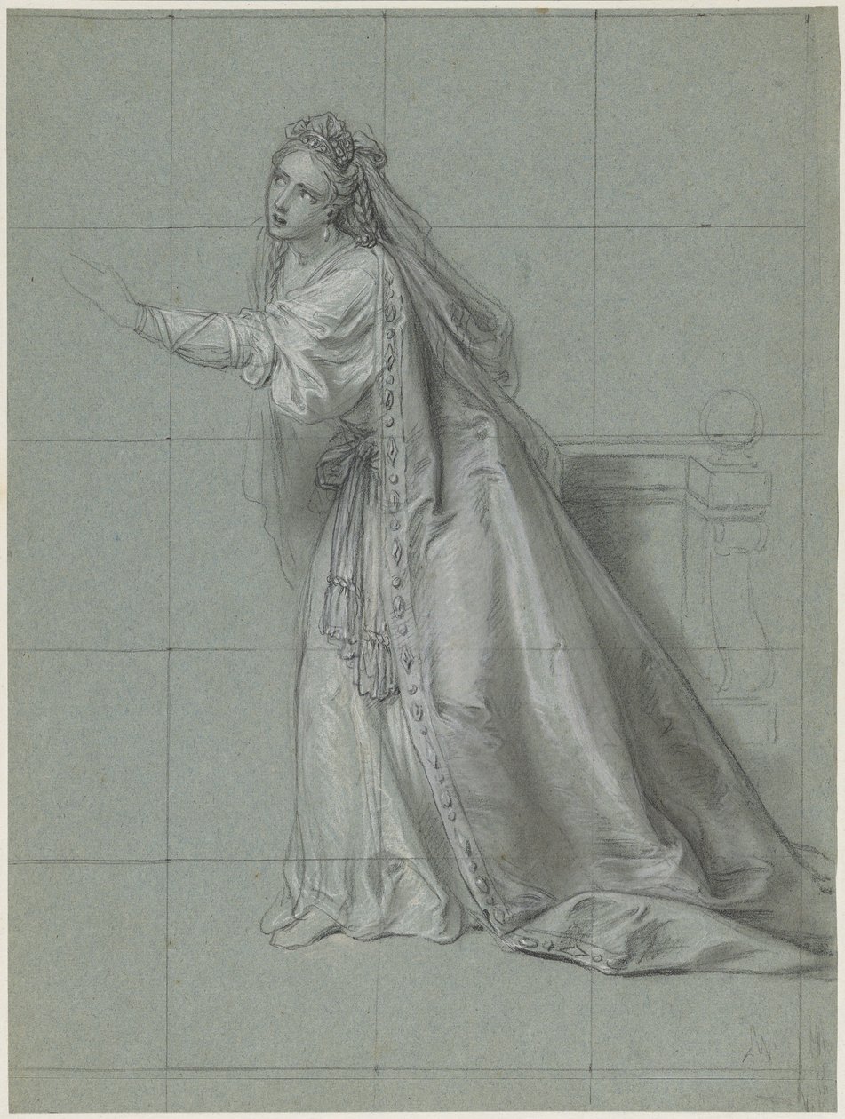 Studie van een naar links gekeerde vrouw (Rodugune) door Charles Antoine Coypel