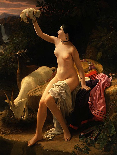Een pastorale idylle door Charles Auguste Steuben
