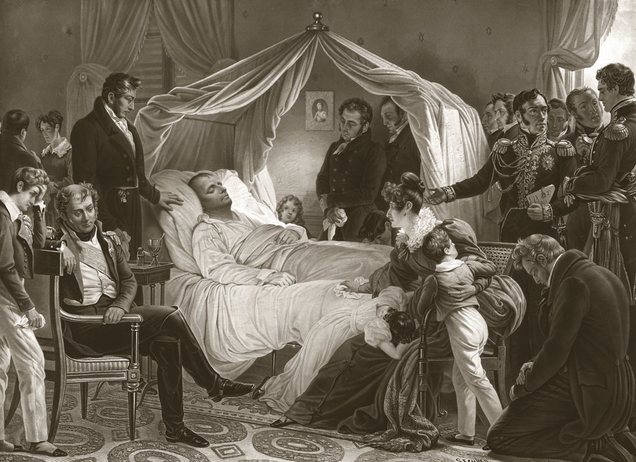 Napoleon op zijn sterfbed, 5 mei 1821 door Charles Auguste after Steuben