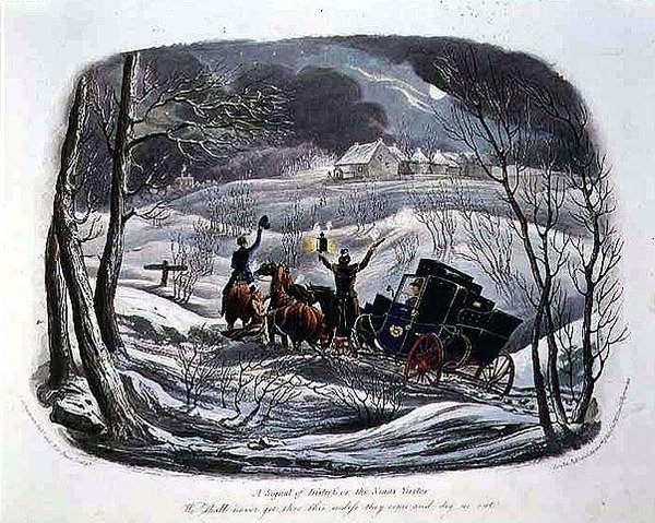 "Een noodsignaal, of de kerstbezoeker", gegraveerd door R.G. Reeve (fl.1811-37) uitgegeven door Thomas McLean door Charles B. (after) Newhouse