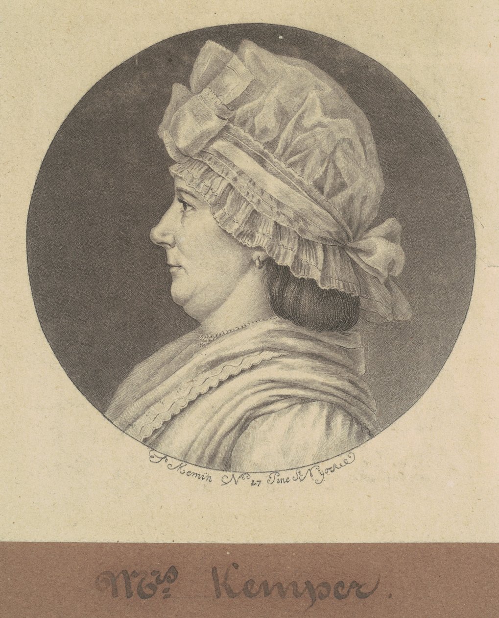 Elizabeth Marius Kemper door Charles B. J. Févret de Saint Mémin