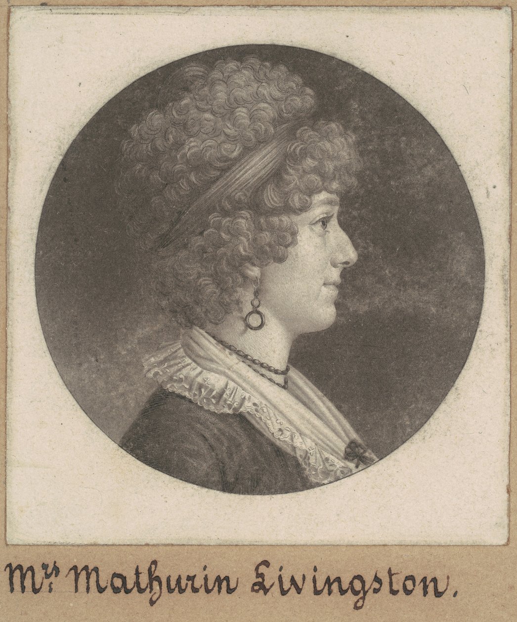 Margaret Lewis Livingston door Charles B. J. Févret de Saint Mémin