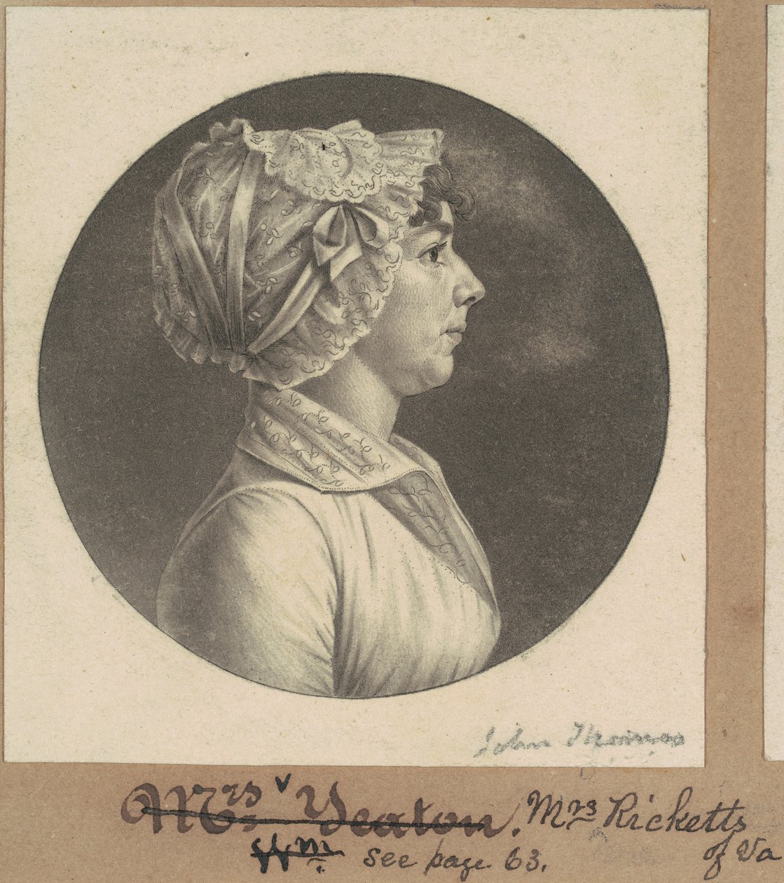 Mary Barr Ricketts door Charles B. J. Févret de Saint Mémin