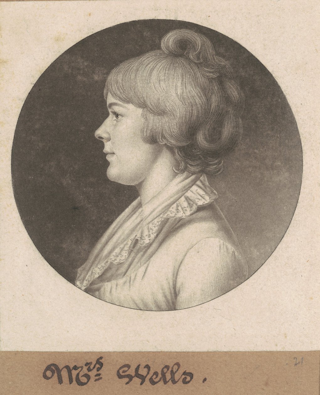 Mary Wright Sonntag Wells door Charles B. J. Févret de Saint Mémin