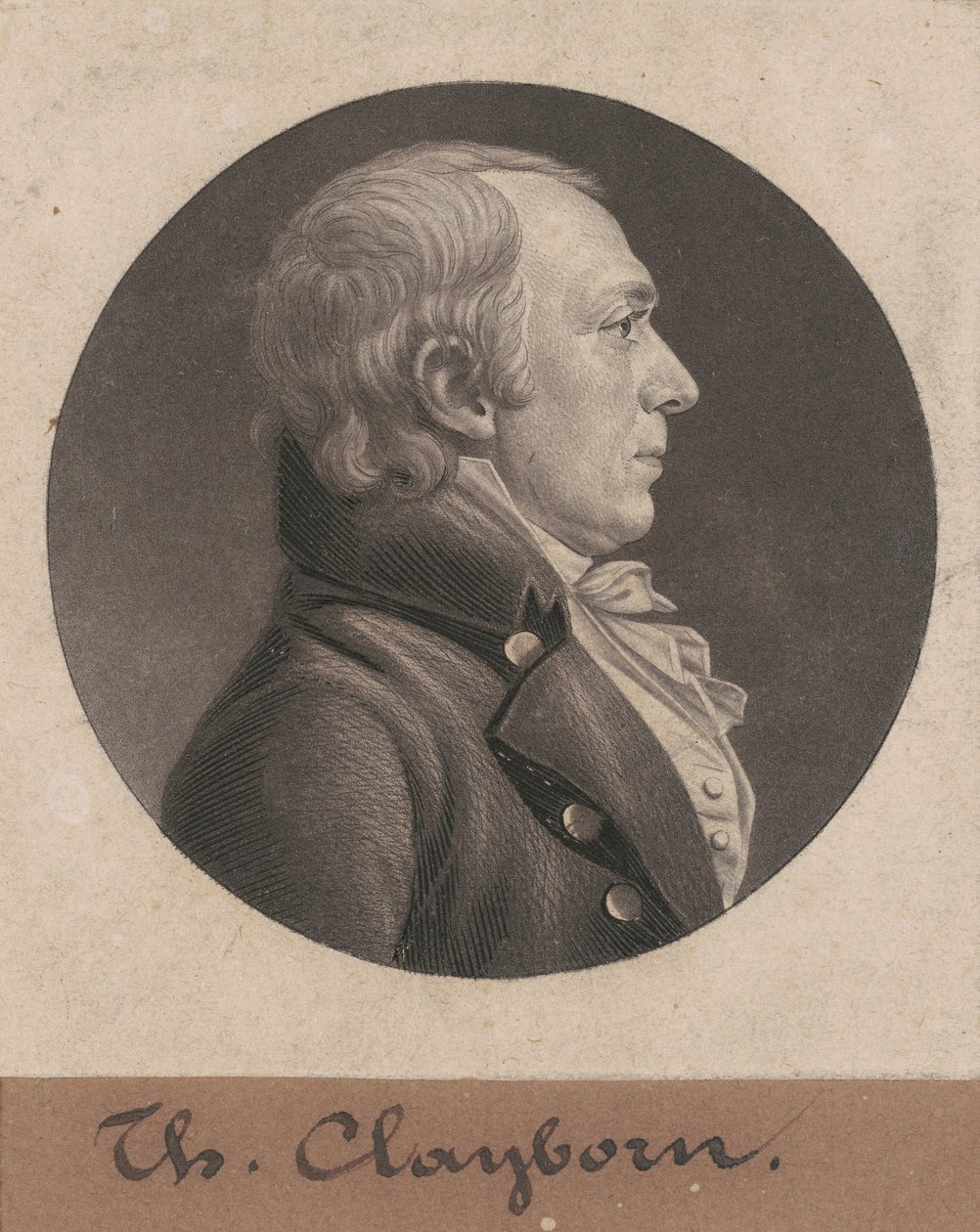 Thomas Claiborne door Charles B. J. Févret de Saint Mémin