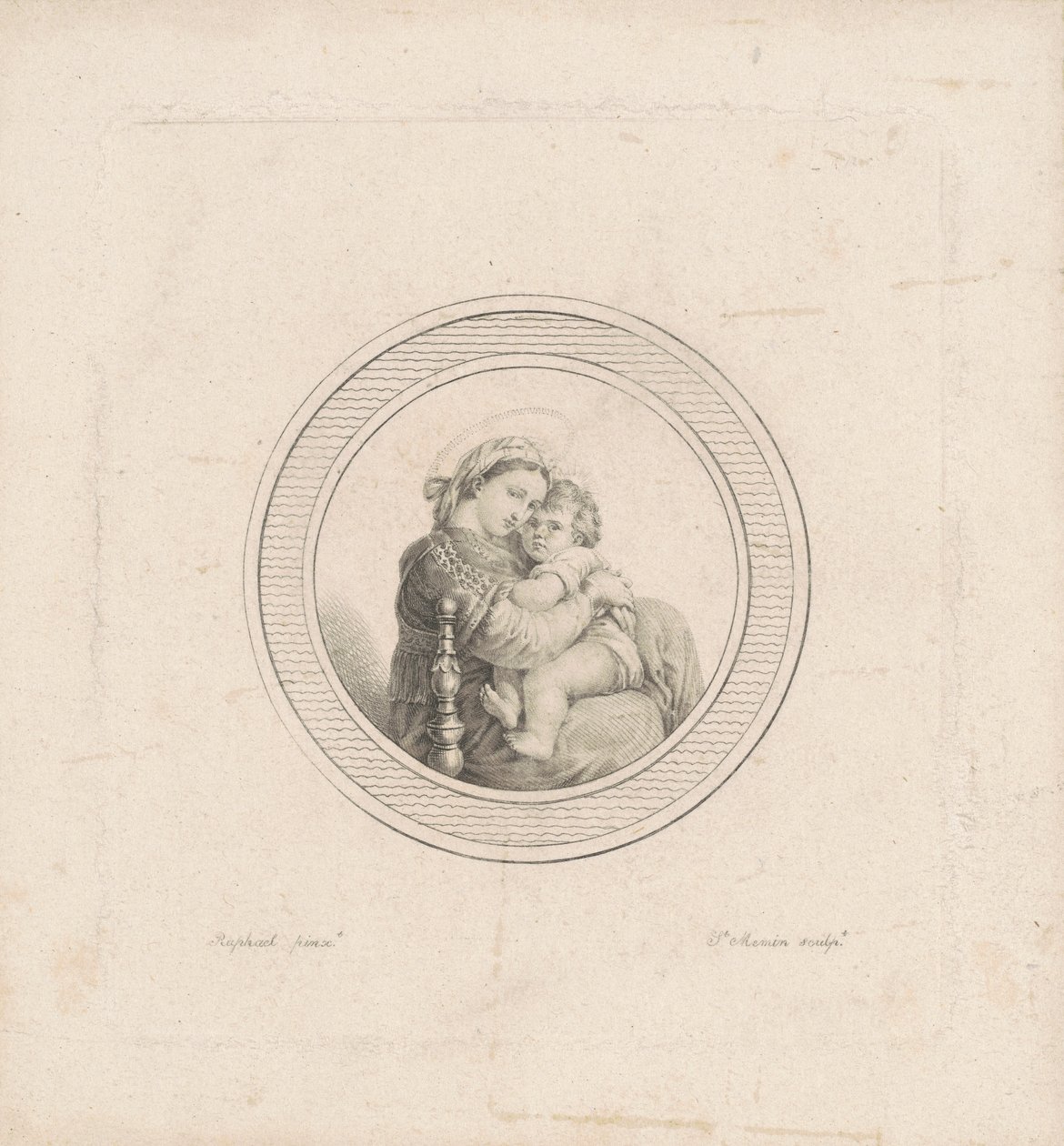 Madonna della seggiola door Charles B. J. Févret de Saint Mémin, after Raphael