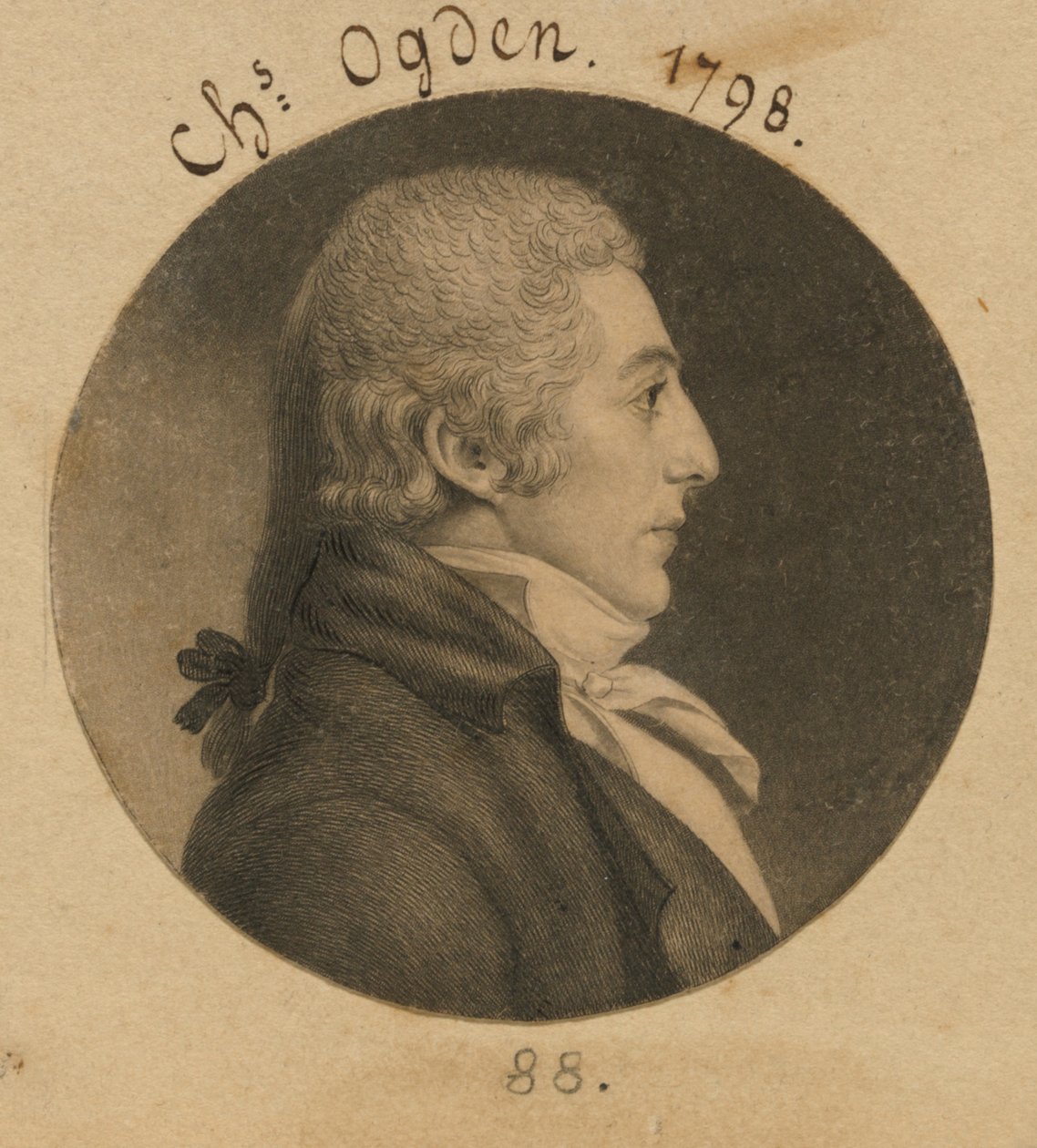 Abraham Ogden jr. door Charles Balthazar Julien Févret de Saint-Mémin