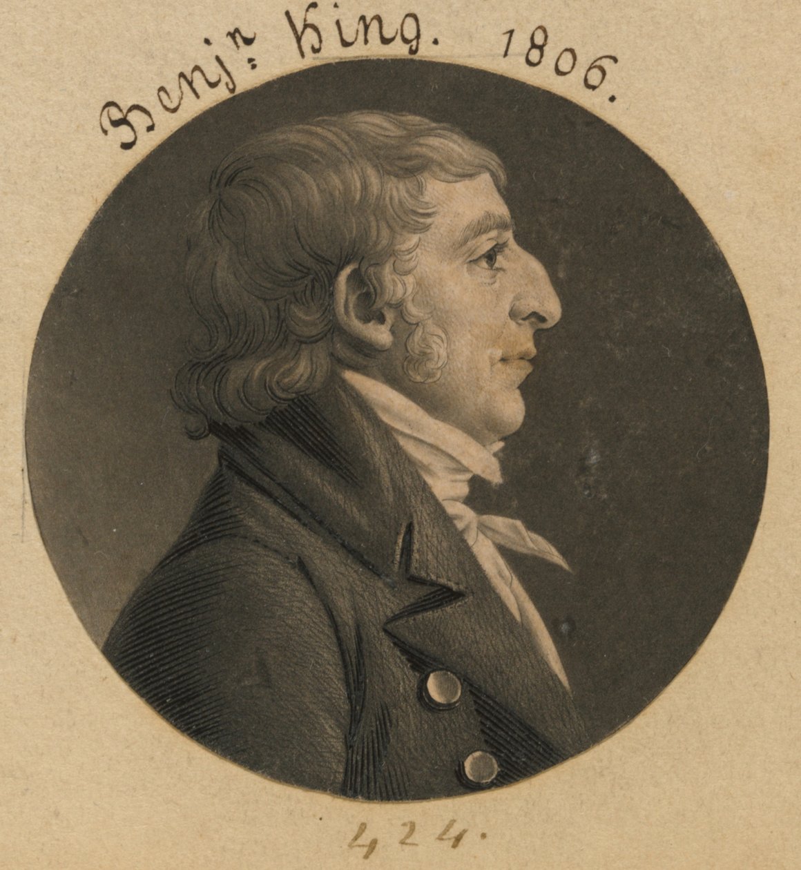 Benjamin King door Charles Balthazar Julien Févret de Saint-Mémin