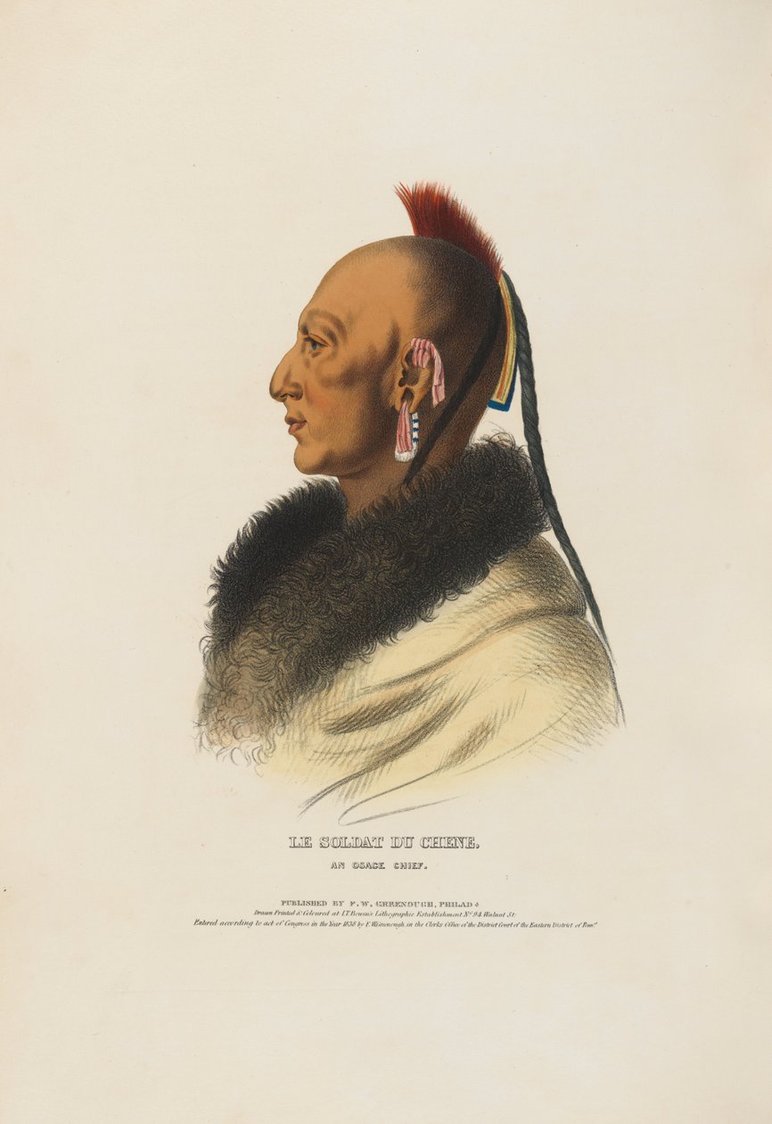 De Soldaat van de Eik - Een Osage-opperhoofd door Charles Balthazar Julien Févret de Saint-Mémin