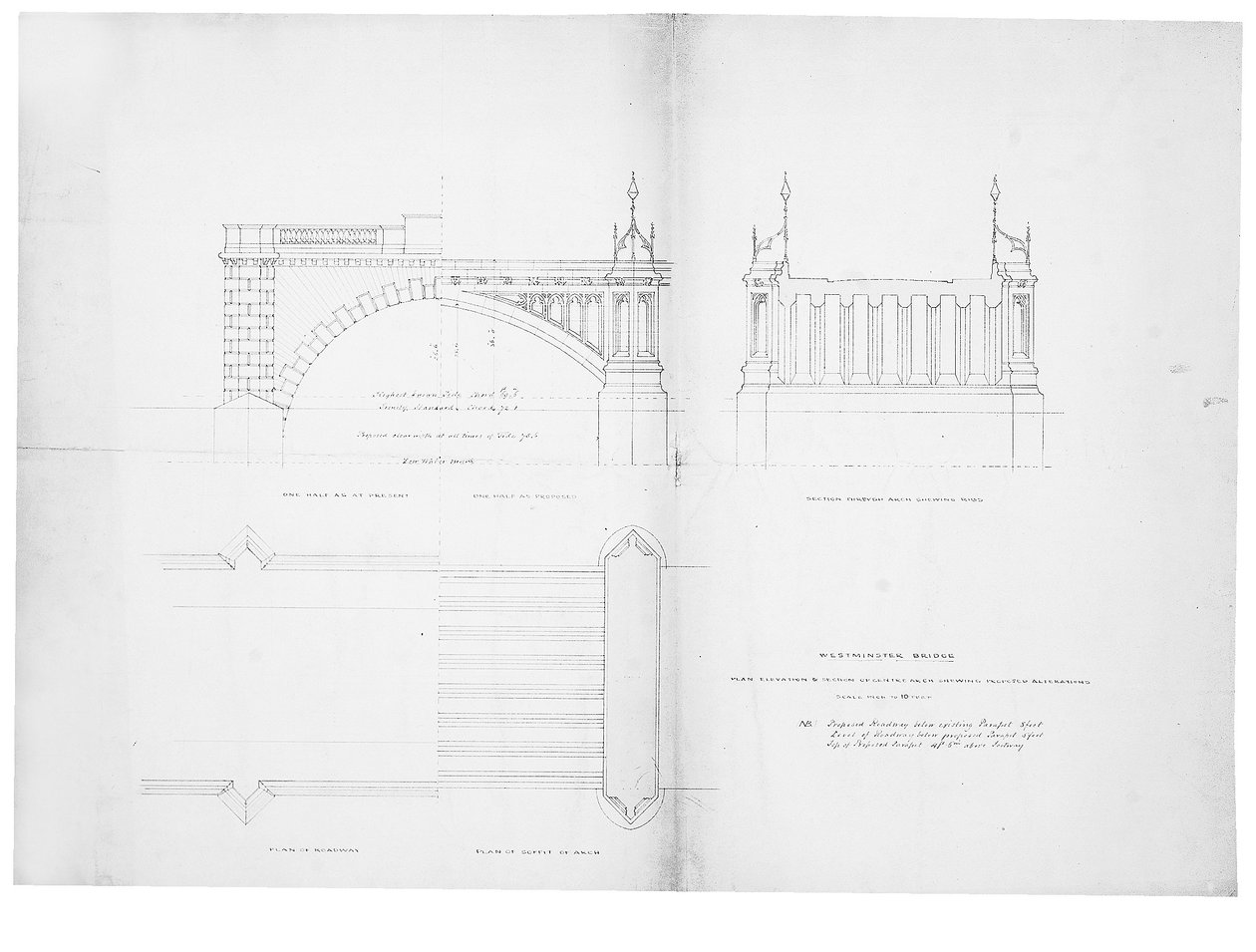 Ontwerp en elevatie voor Westminster Bridge door Charles Barry
