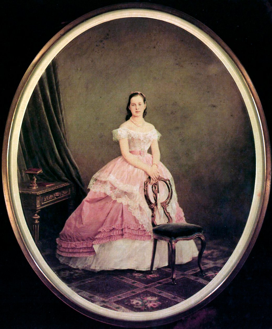 Portret van Grootvorstin Maria Alexandrovna van Rusland, 1853-1920, 1860s-1870s door Charles Bergamasco