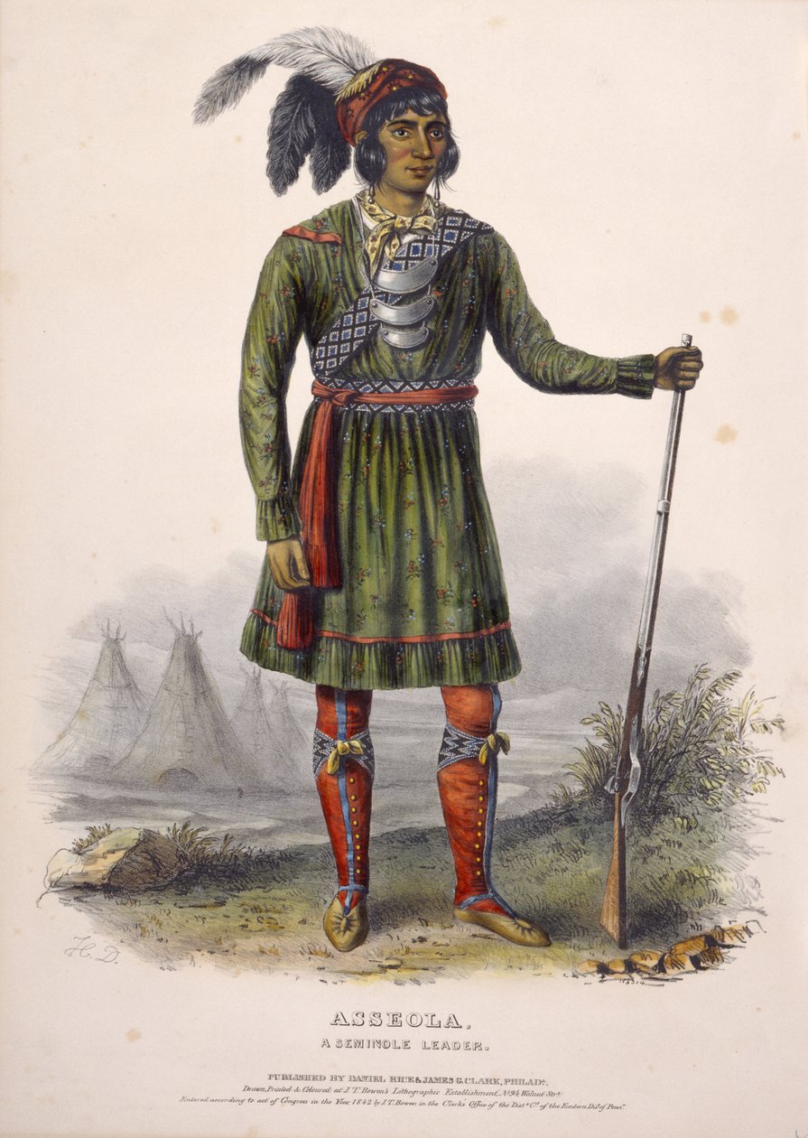 ASSEOLA, A SEMINOLE LEADER, uit History of the Indian Tribes of North America. door Charles Bird King
