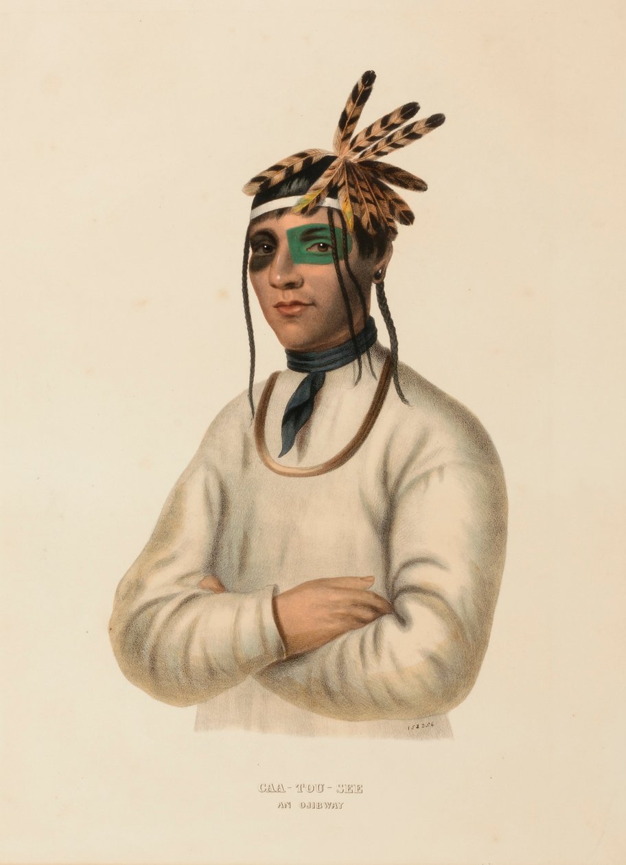 CAA-TOU-SEE. EEN OJIBWAY, uit de Geschiedenis van de Indianenstammen van Noord-Amerika door Charles Bird King