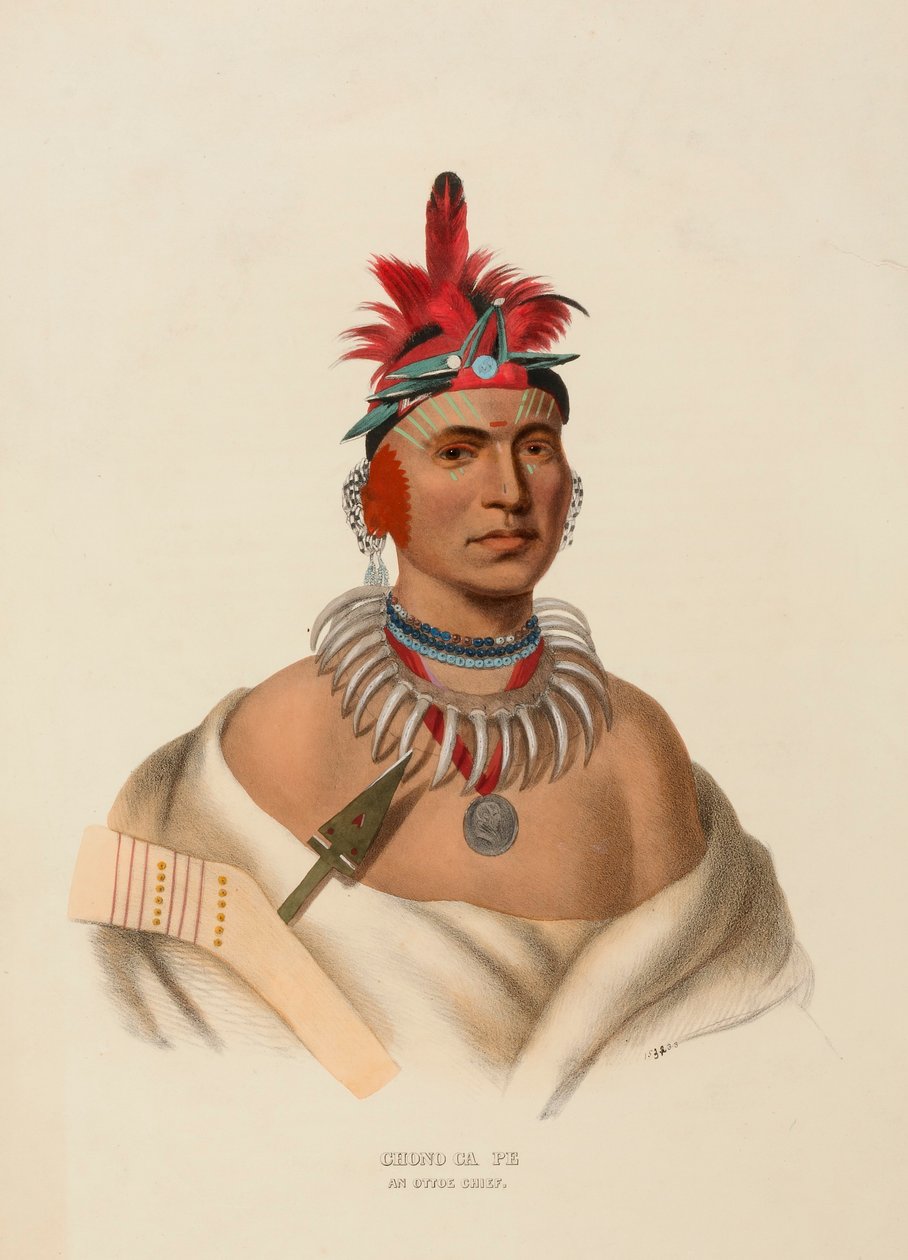 CHONO CA PE. AN OTTOE CHIEF, uit History of the Indian Tribes of North America. door Charles Bird King