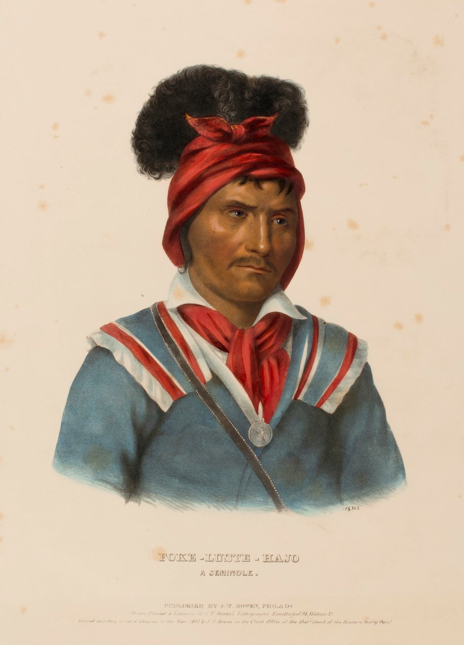 FOKE-LUSTE-HAJO. Een SEMINOLE, uit de Geschiedenis van de Indianenstammen van Noord-Amerika. door Charles Bird King