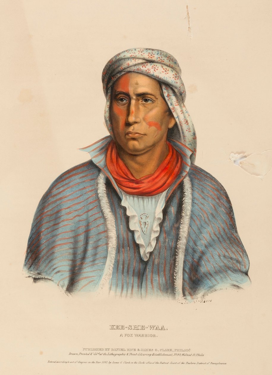KEE-SHE-WAA. Een vossenrijder, uit de geschiedenis van de indianenstammen van Noord-Amerika door Charles Bird King